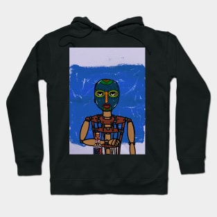 Embrace the Harmony - A PuppetMask NFT named Karma with AfricanEye Color and Expressionist Background Hoodie